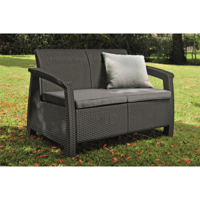 Keter Zahradní pohovka Corfu grafit 128 x 70 x 79 cm